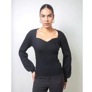 Black Sweetheart Rib Knit Jumper